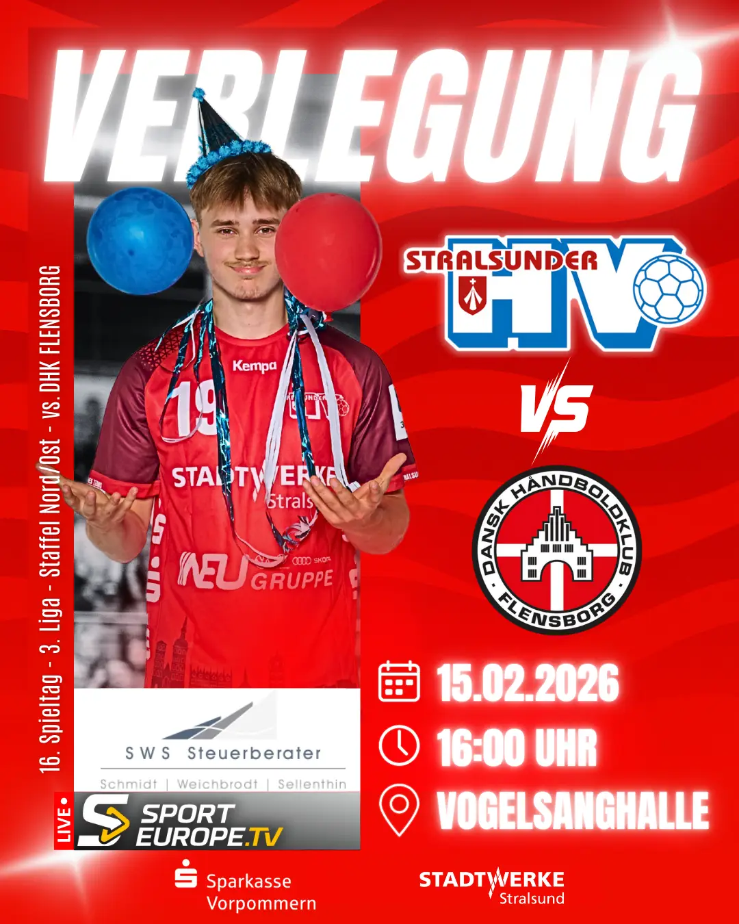 Wichtige Änderung im Spielplan: Heimspiel gegen DHK Flensborg verlegt
