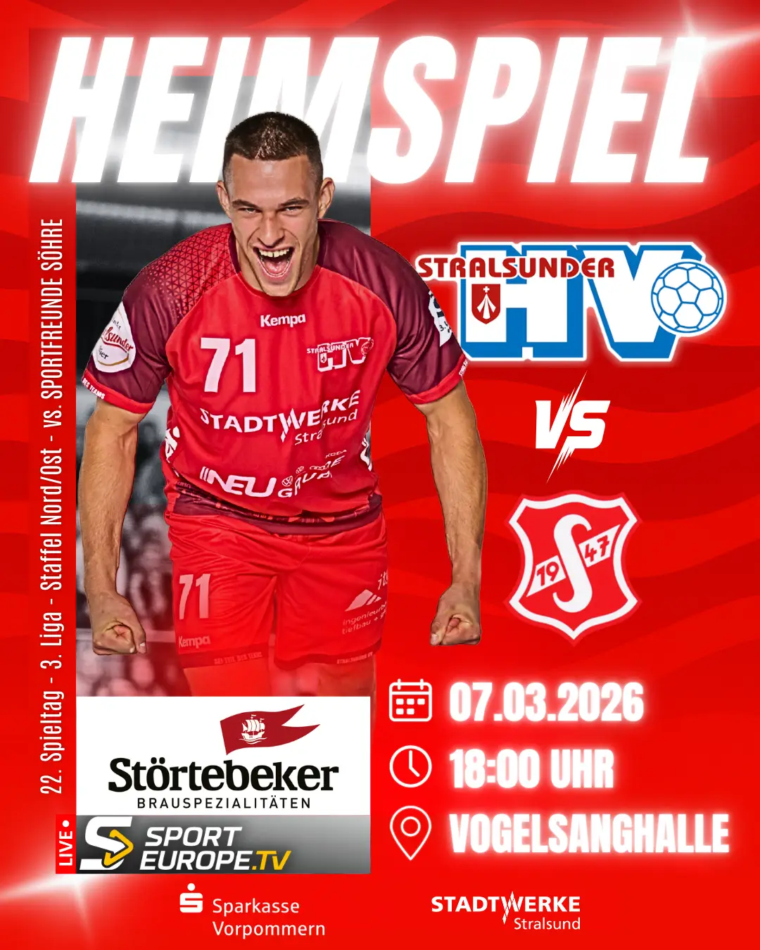 Stralsunder HV vs. Sportfreunde Söhre: Mit Herz und Härte gegen den Negativtrend