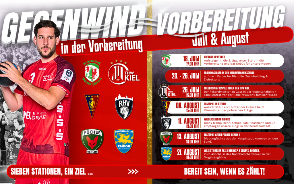 Stralsunder HV – Gegenwind in der Vorbereitung, Testspielplan Juli und August 2026