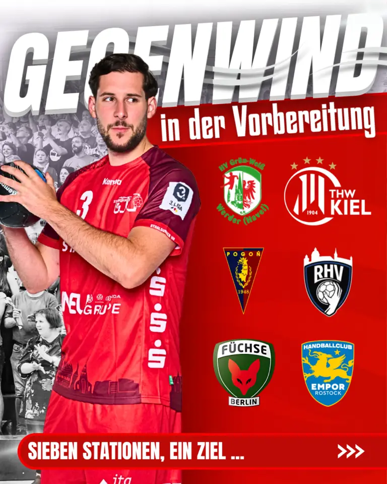 Stralsunder HV – Gegenwind in der Vorbereitung, sieben Stationen (Gegner-Logos)