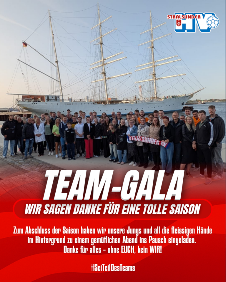 Team-Gala des Stralsunder HV vor der Gorch Fock im Stralsunder Hafen – wir sagen Danke für eine tolle Saison