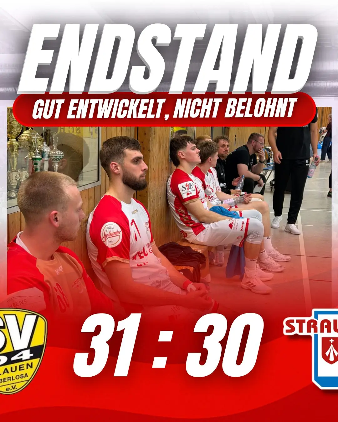 Denkbar knapp: SHV unterliegt in Plauen in der Schlussminute mit 30:31